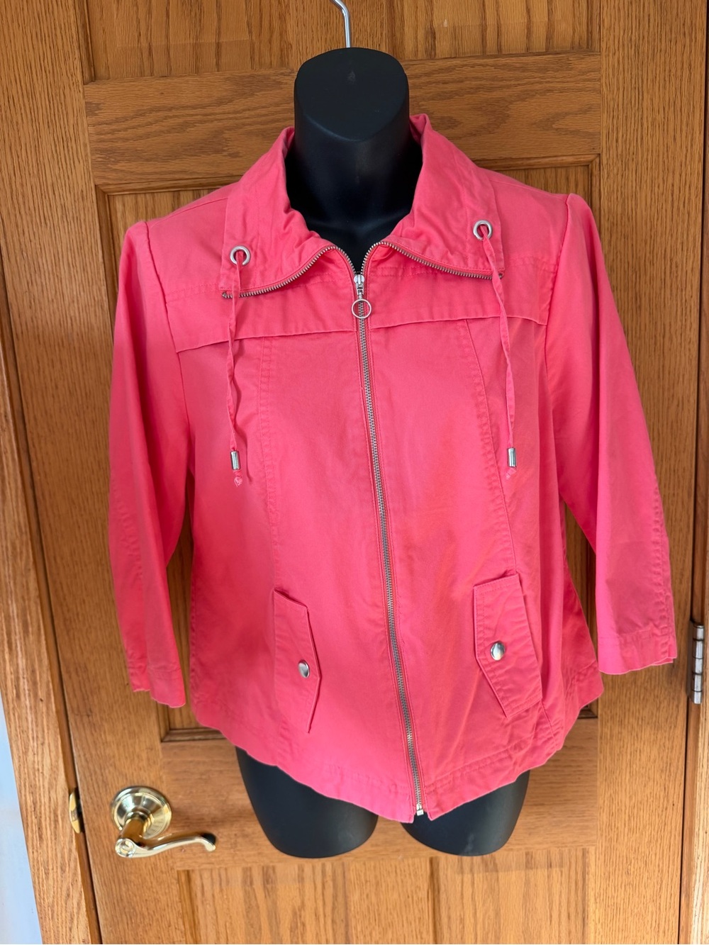 Studio Works Coral-Pink Zip Front Utility Jacket